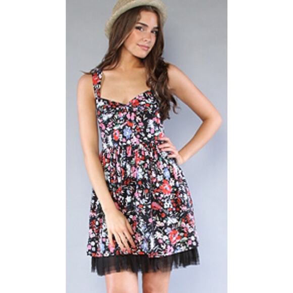 Free People Dress Women 2 Sunkissed Summer Mini Boho Coquette Floral Tulle - Picture 1 of 16